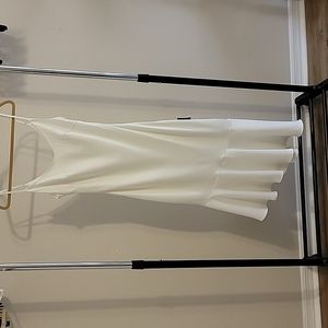 Lulu's White Satin Asymmetrical Midi Dress